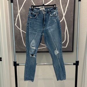 Abercrombie & Fitch Ripped Blue Ankle Jeans